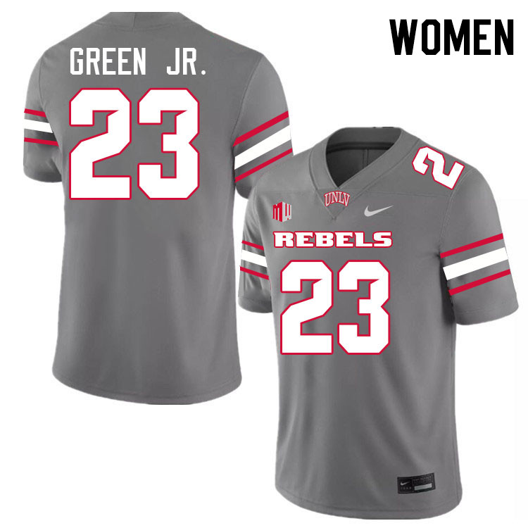 Women #23 Saadite Green Jr. UNLV Rebels College Football Jerseys Stitched-Grey